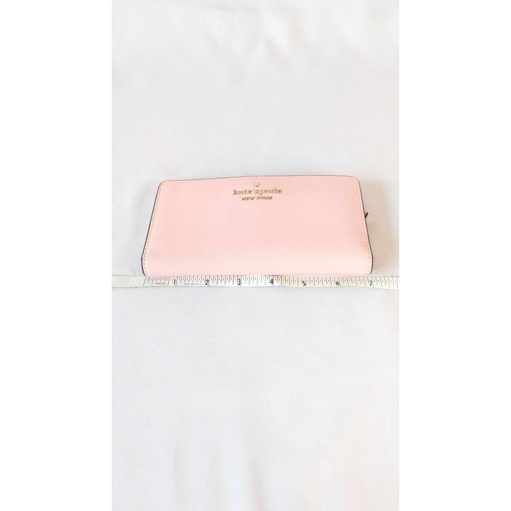 Kate Spade New York Long Wallet Bifold Saffiano Leather Pink Pastel Gold Tone - Picture 11 of 12